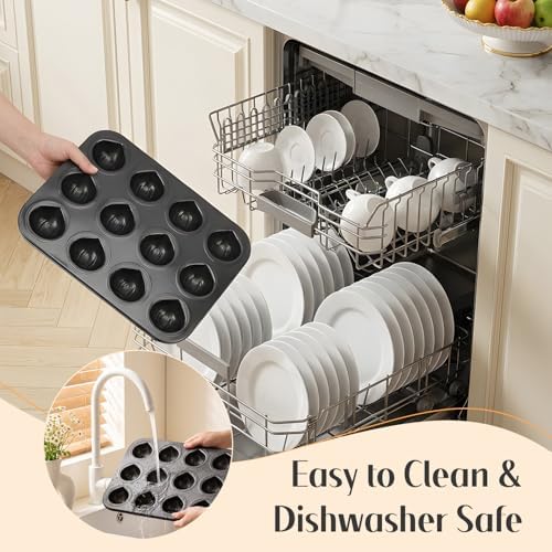 Tissting Muffin Cake Pan, Nonstick 12 Cavity Chestnut Baking Pan