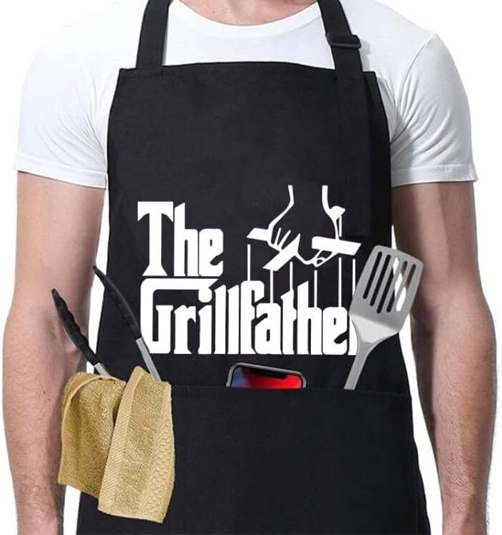 Funny Aprons For Men,Black Apron With Pockets Mens,Perfect For Kitchen