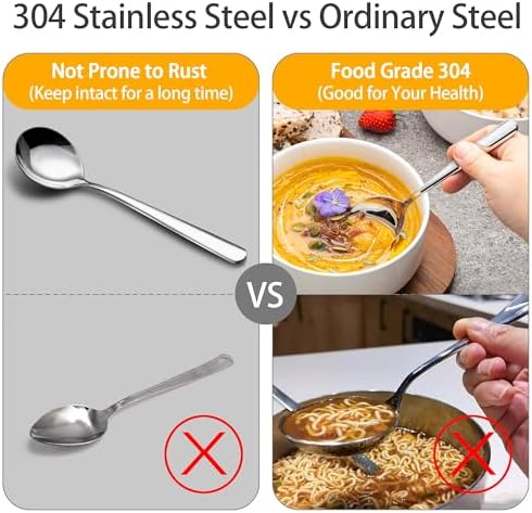 18/8 Soup Spoons 304 Stainless Steel 4-Piece Sppons Set
