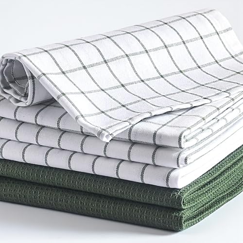 Cotton Dish Towels For Kitchen Drying - Highly Absorbent Wide Sage