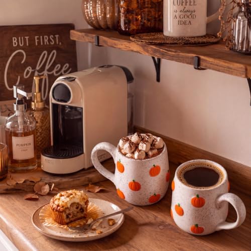 2 Pcs Fall Pumpkin Coffee Mug Cute Autumn 3D Icon Ceramic Cup