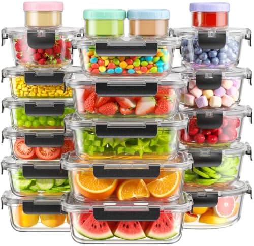 BiuLeon 40 PCS Glass Food Storage Containers with Lids