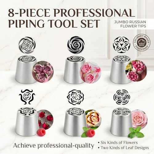 Extra Large Russian Piping Tips, 304 Frosting Tip & Reusable Cotton