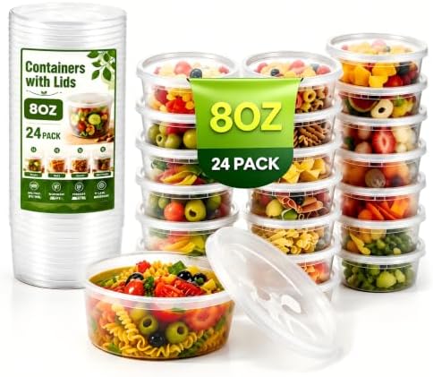 8oz Plastic Deli Containers with Lids BPA Free Food Storage Containers