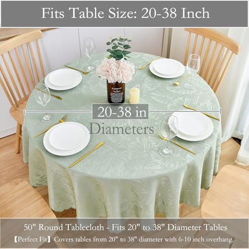 Round Tablecloth 50 Inch for 20-36 Inch Table, Jacquard Table Cloth