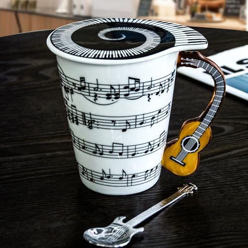 Guitar Novelty Mug Unique Musical Gift Coffee Cup with Cool Music