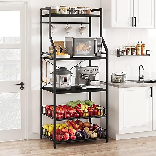 Garvee 5-Tier Kitchen Bakers Rack with 2 Wire Baskets