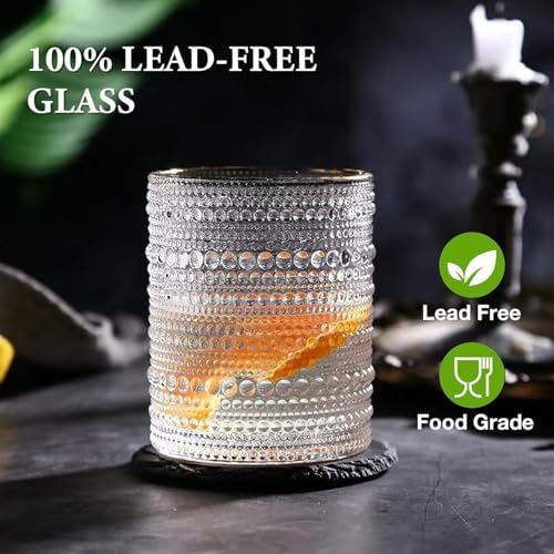 Hlukana Vintage Hobnail Drinking Glasses Set of 8, 12 oz Highball