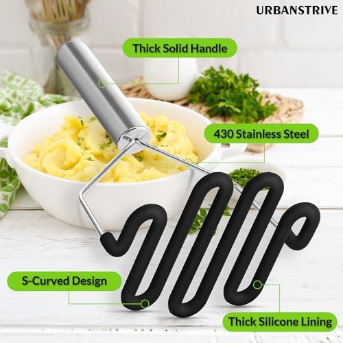 Non-Scratch Potato Masher Silicone Heavy Duty Stainless Steel Wire