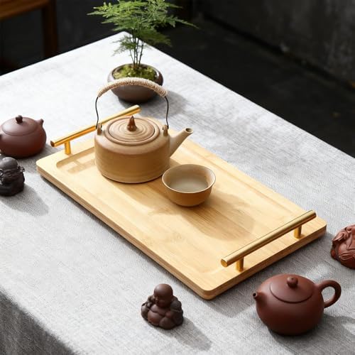Serving Tray Coffee Table Tray with Metal Handles Rectangular Serving