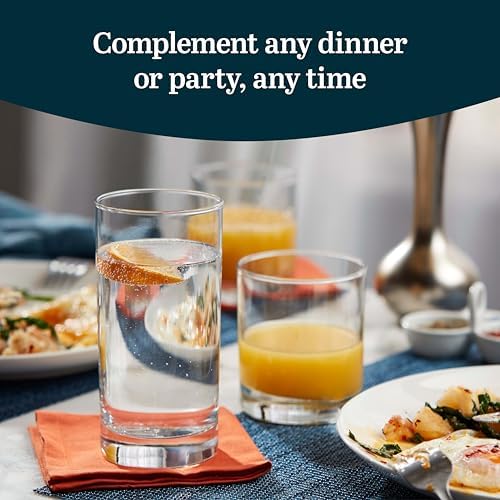 Libbey Province Tumbler & Rocks Drinking Glasses Set of 16, Tall Glass