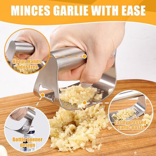Garlic Press Rocker Rust Proof Kitchen Tool for Ginger