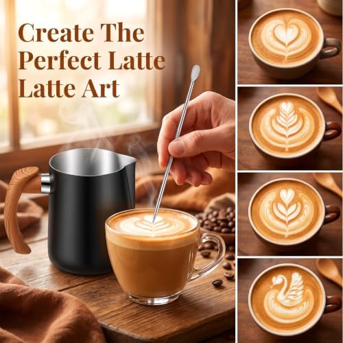 Milk Frothing Pitcher Set, 2pcs 20oz/600ml Stainless Steel Espresso