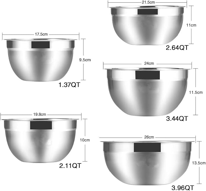 Mixing Bowls, Utensils for the Kitchen, Dishwasher Safe, 3.75L / 3.25L / 2.5L / - Image 2