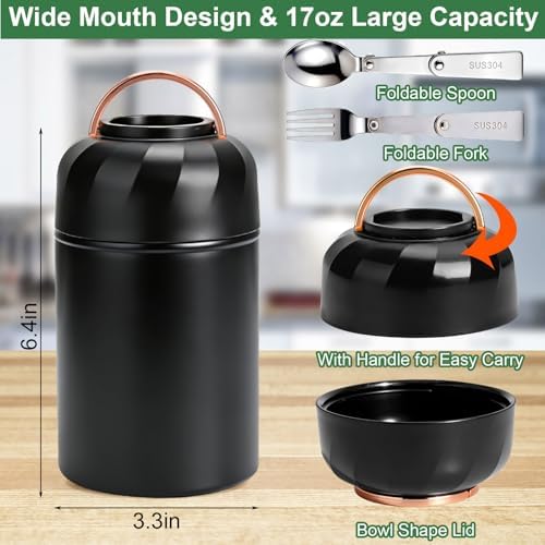 Juome Thermo for Hot Food, 18oz Soup Lunch Box for Adults, Stainless