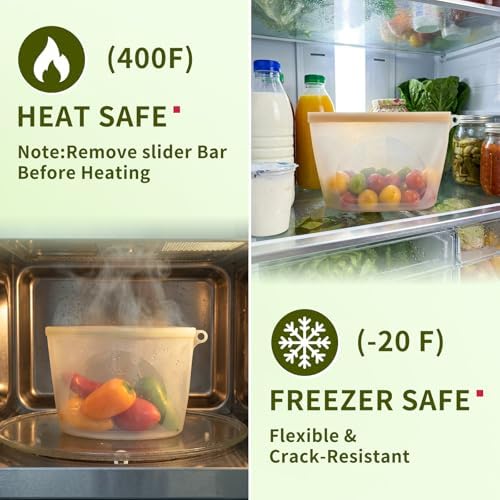 12-Packs Slider Reusable Silicone Food Storage Bags, 100% Silicone