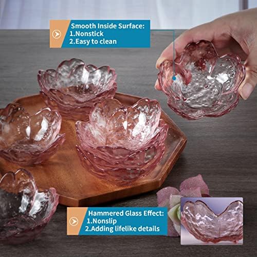 8 Pcs Glass Sakura Soy Sauce Dishes, Cute Mini Dessert Bowls