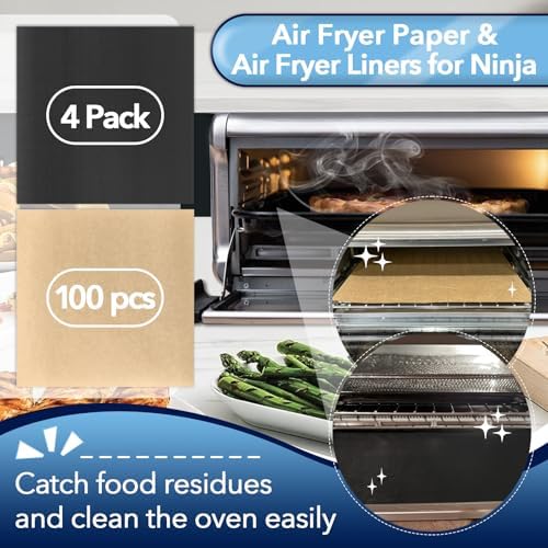 100pcs Air Fryer Paper and 4 pack Air Fryer Liners for Ninja Foodi