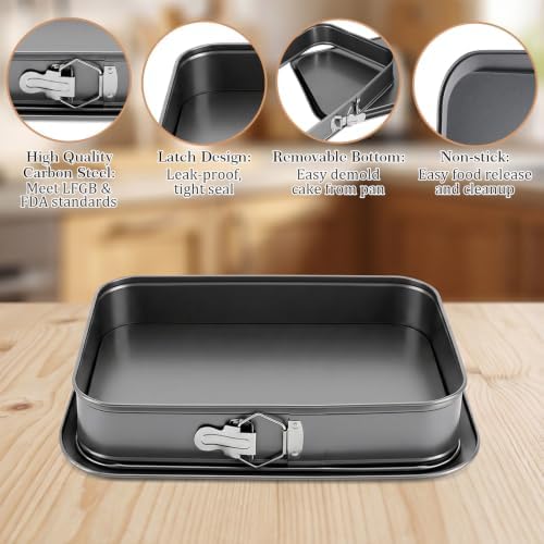 Non Stick Springform Pan, 14.17 x 9.4 Inch Rectangle Cheesecake Pan