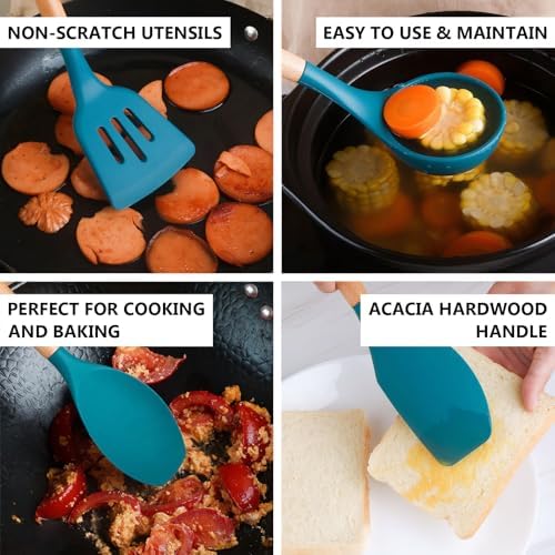 Silicone Kitchen Cooking Utensils Set 5Pcs Non-Stick Silicone Kitchen