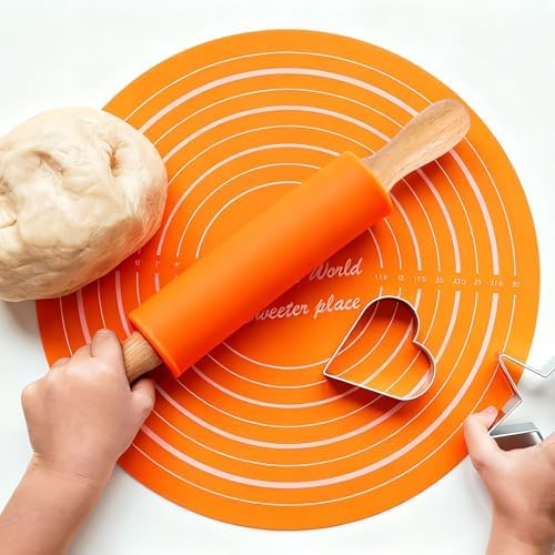 uxcell Rolling Pins Baking 12" Silicone Non-Stick Rolling Pin Light