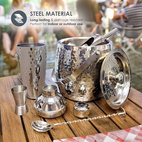 BREKX Insulated Ice Bucket for Cocktail Bar with Drink Shaker 5-Piece