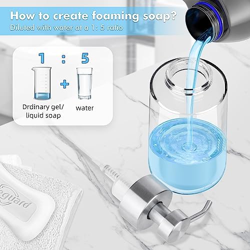 Thick Glass Soap Dispenser with Rust Proof Stainless Steel Pump, Clear