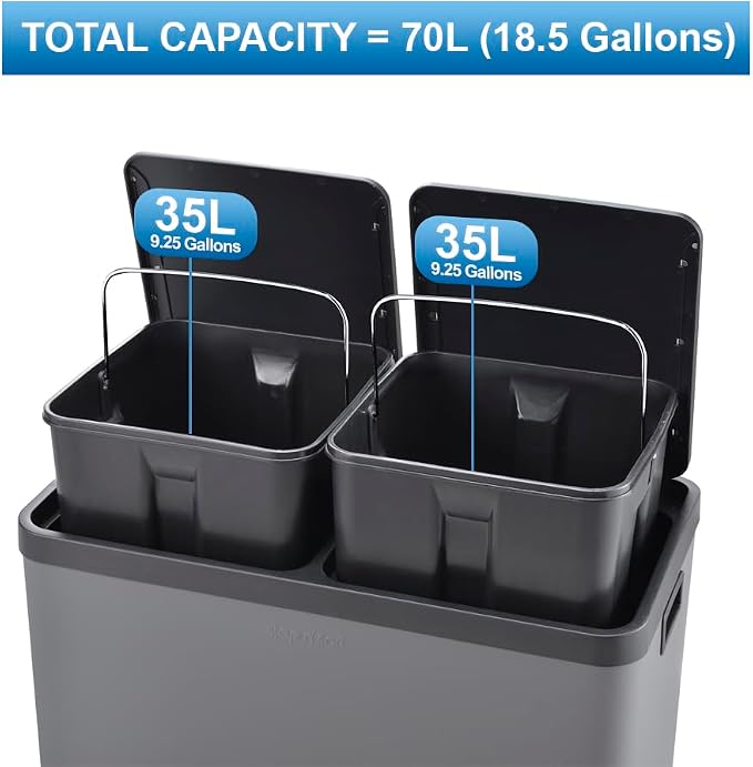 Step N' Sort The 18.5 Gallon Extra Large Capacity, Dual Trash and Recycling Bin - Image 8