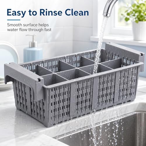8 Compartment Plastic Silverware Drying Basket, Commercial Dish Rack