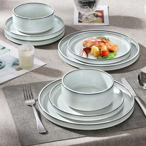 Herogo 12 Pieces Stoneware Dinnerware Set for 4, Ceramic Dinner