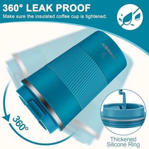 MOMSIV 12oz Travel Coffee Mug, Insulated Coffee Cup with Leak Proof