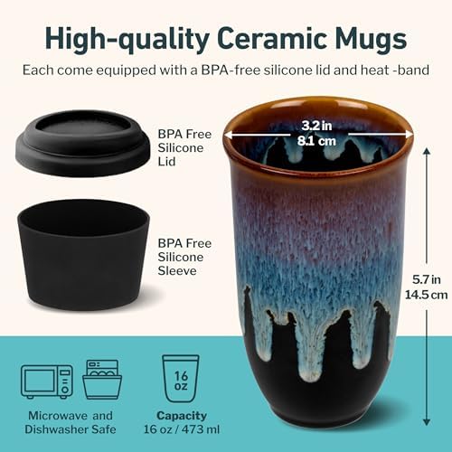 NOVA CERAMICS Coffee Tumbler – Travel Mug - On the Go Coffee Mug