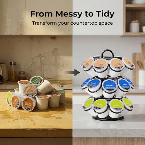 Rotating Coffee Pod Holder for Keurig Pods, Black