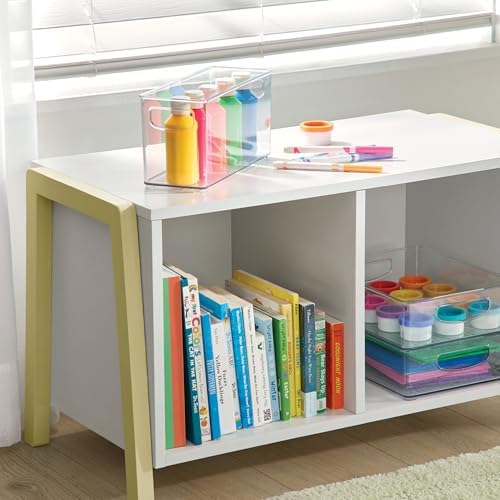 iDesign Slim Clear Plastic Stackable Storage Bin, Tall Narrow, 4-Pack
