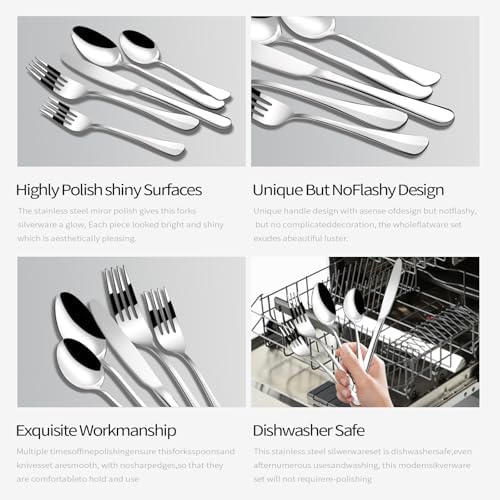 Stainless Steel Silverware Set for 8 with Fork Knife Spoon,40 Piece