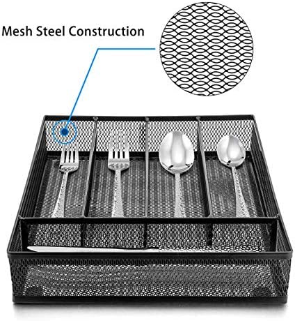 LIANYU Silverware Utensil Drawer Organizer, 5 Compartments Steel Mesh