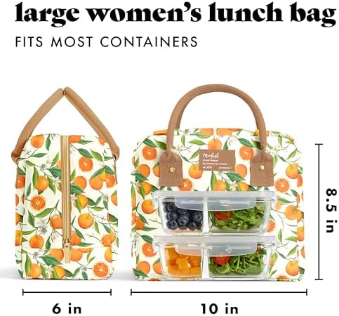 Fit & Fresh Bloomington Lunch Bag for Women - Insulated Large Lunch
