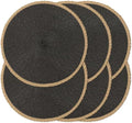 Round Placemats Set of 6, Woven Table Mats, Thin Edge, Black