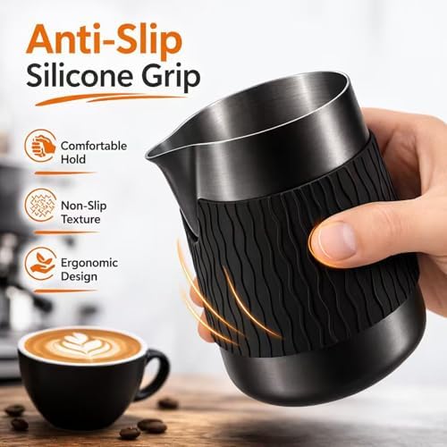 Espresso Milk Frothing Pitcher, 15oz/450ml Wide Spout Steaming Jug