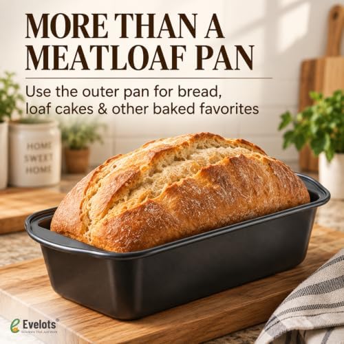 Evelots Meatloaf Pan-Drains Fat-Non Stick-Cooking/Baking-More Flavor-2