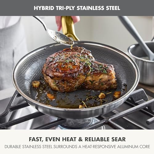 GreenPan Hybrid 6 Piece (8",10" & 12") Stainless Steel Skillets with Lids