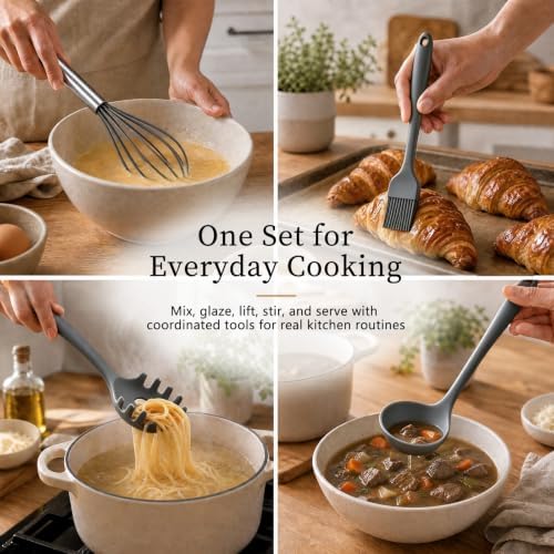 Silicone Cooking Utensil Set, -22°F to 446°F