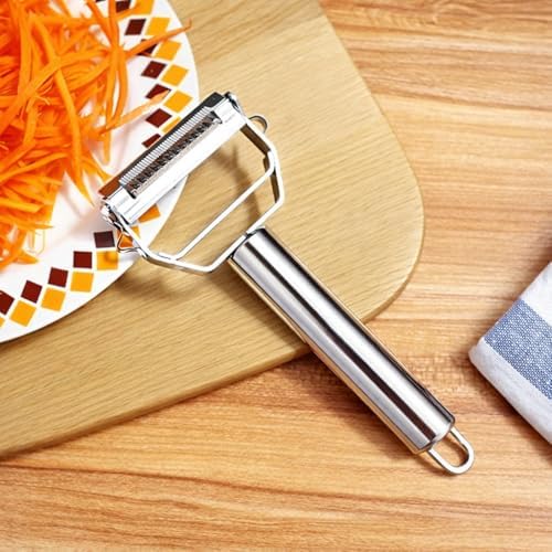 Julienne Peeler, Stainless Steel Vegetable Peeler, Double-Sided Blade