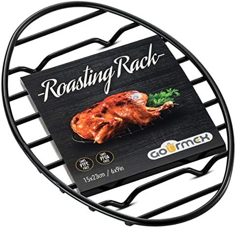 Black, Oval Oven Roasting Rack with Integrated Feet | Ideal for