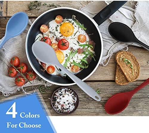Shappy 4 Pcs Silicone Cooking Spoons 10.6" Large, Spoon, Fashionable