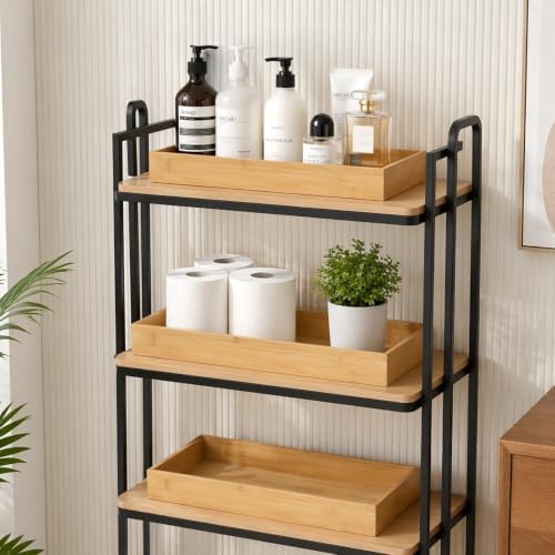 3 Pcs 15x6 Inch Bamboo Drawer Organizer Stackable Utensil Tray For