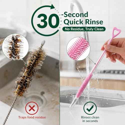 FreshNGo 4-Pack Silicone Straw Cleaner Brush for Tumbler, Pink