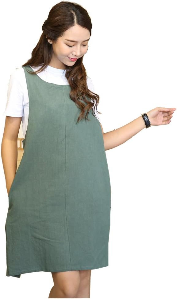 Cotton Linen Japanese Apron Halter Cross Back Bandage X Shape Aprons Two Pockets - Image 3