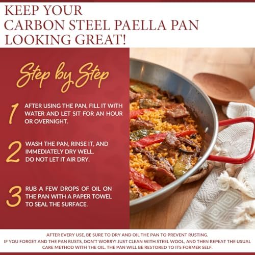 Garcima 16-Inch Carbon Steel Paella Pan, 40cm