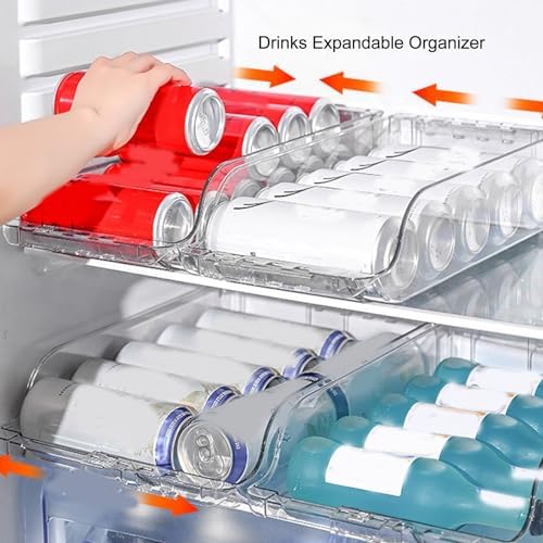 Soda Can Dispenser for Refrigerator, 2PCS Soda Can Organizer Stackable